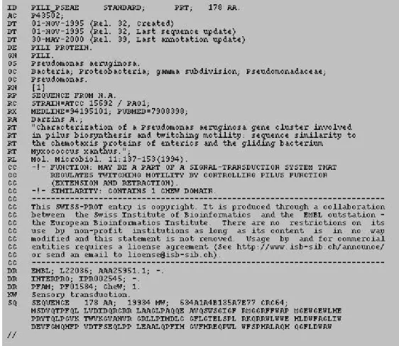 Figure 3: A SWISS-PROT [8] excerpt
