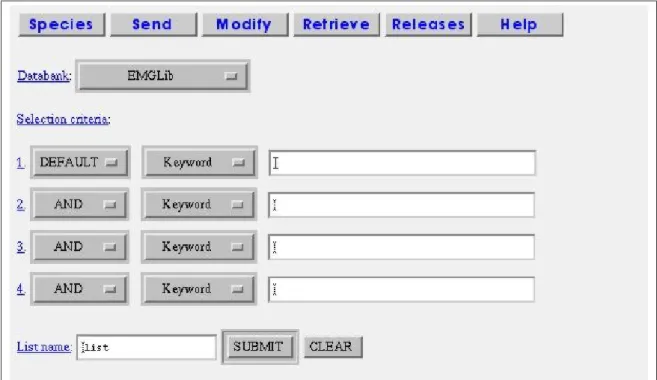 Figure 8: Fixed-form query interface of EMGLib [84] (at PBIL)