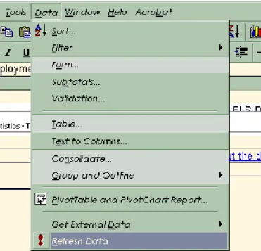 Figure 3: Refresh Data will rerun a Web Query.