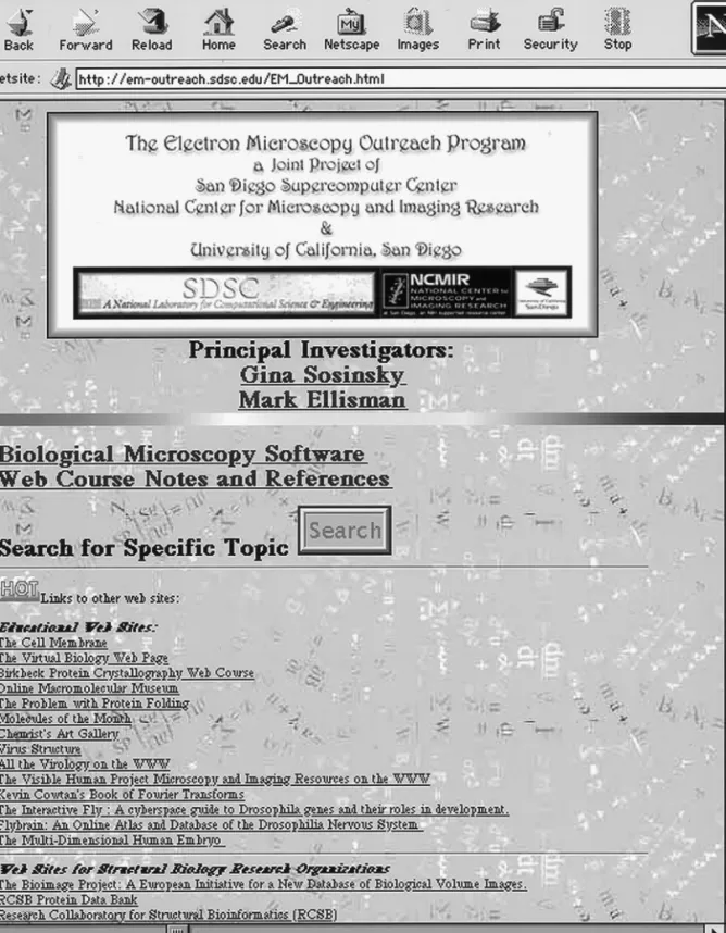 FIG. 1. Main menu of Web page to EM Outreach Program. This page contains an overview of the project with links to the Web Course and to microscopy software