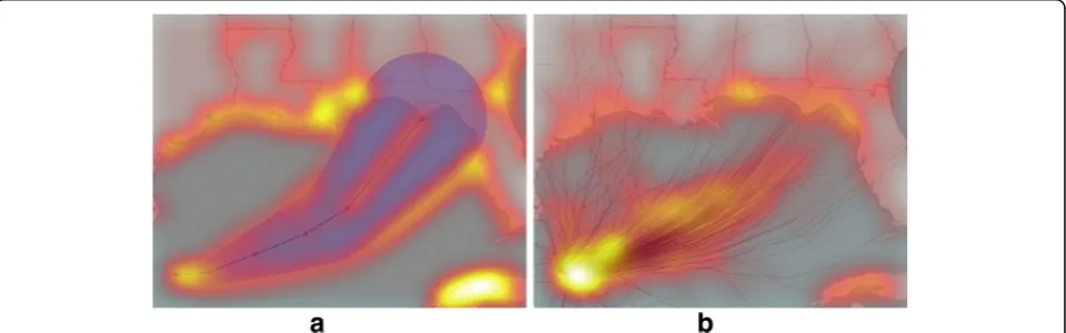 Fig. 5 Example of the visual output generated using the Itti et al. (1998) salience model, which shows example stimuli used in this experiment.Brighter coloration indicates increased salience