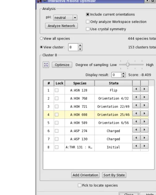 Figure 2.5. The Interactive H-bond Optimizer panel.