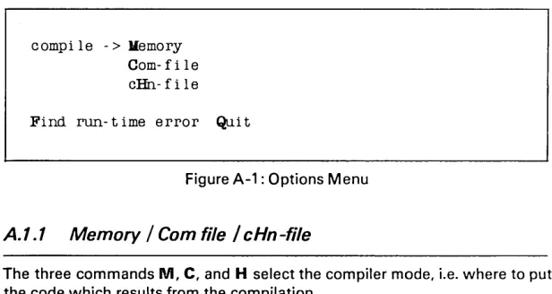 Figure A-l : Options Menu 