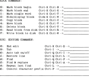 Table 1-1 : Editing Command Values 