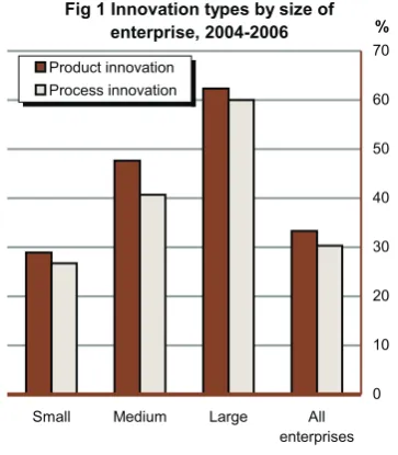 Fig 1 Innovation types by size of