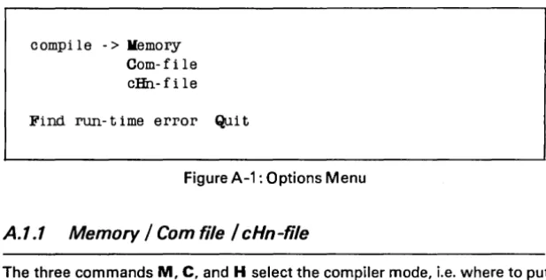 Figure A-1 : Options Menu 