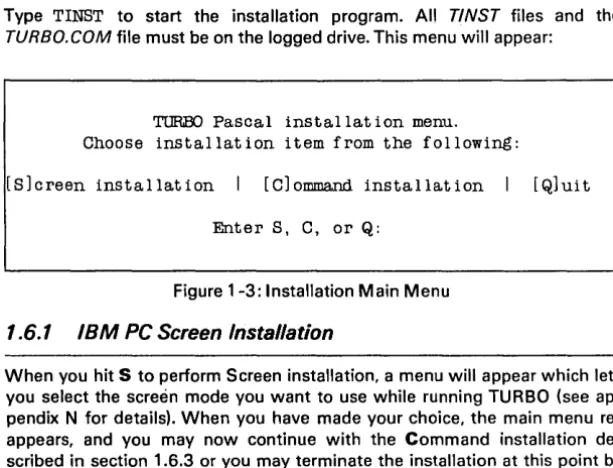 Figure 1-3: Installation Main Menu 