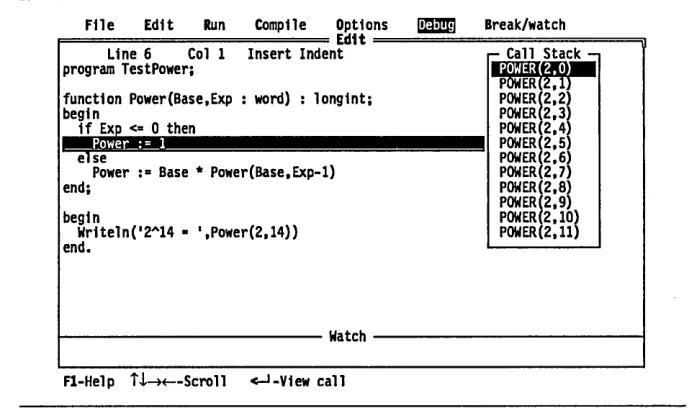 Figure 6.2: The Call stack Window 