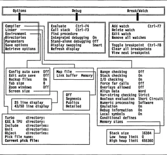 Figure 7.1: Turbo Pascal's Menu structure, continued 
