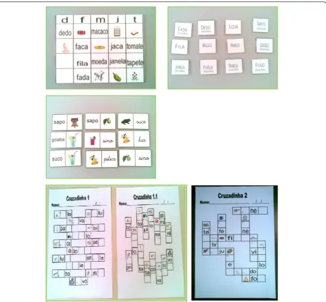 Fig. 1 Examples of each one of the games (bingo, domino, crossword)