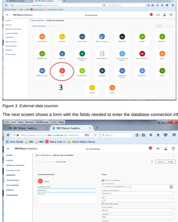 Figure 4. Input for creating a data connection for an Oracle Database 
