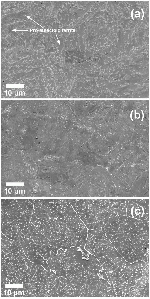 Fig.  4 Microstructure of the T22 samples in the different heat treated conditions. (a) as 