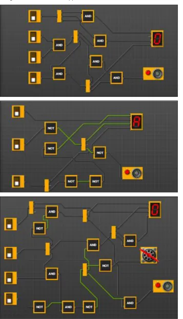 Figure 1. The three combination circuits or levels of the game (in order) 