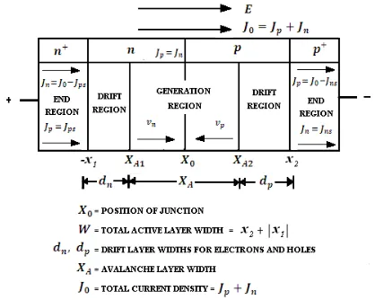 Fig. 1 The Active Layers of a Reverse Biased p-n junction. 
