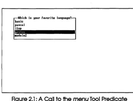 Figure 2.1 : A Call to the menu Tool Predicate 