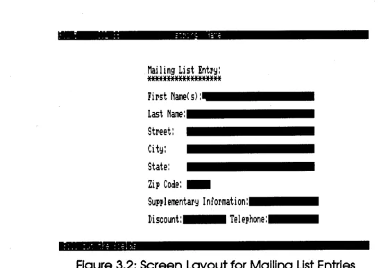 Figure 3.2: Screen Layout for Mailing List Entries 