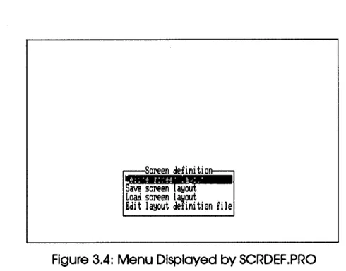 Figure 3.4: Menu Displayed by SCRDEF.PRO 