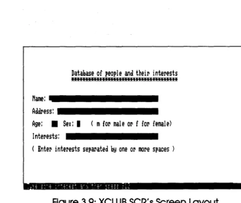 Figure 3.9: XCLUB.SCR's Screen Layout 