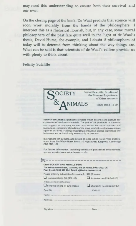figure in our lives. Findings regarding nonhuman animal experience andbehaviour are included only secondarily to that end.