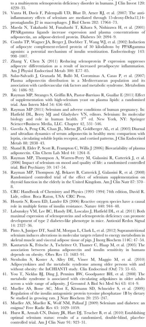 Table S2Effect of selenium supplementation on chang-esmonths by sex.inplasmaadiponectinconcentrationsaftersix(DOC)