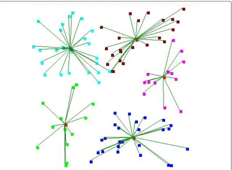 Figure 8 Clustering structure of LEACH-C (sensor nodes = 100)