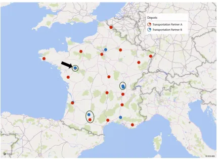 Figure 3-4: Depots locations, categorized by provider 