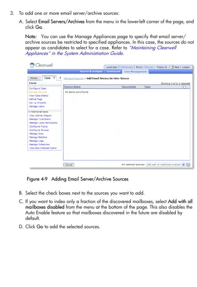 Figure 4-9   Adding Email Server/Archive Sources