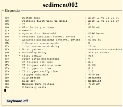 Figure 2.4: ASED-sensor interface screen by Wi-Fi connection 