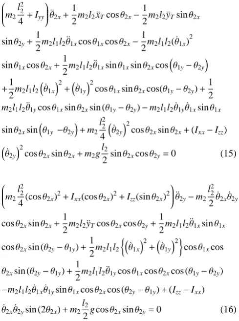 Table 1. Values chosen for the 3-D double pendulum system.