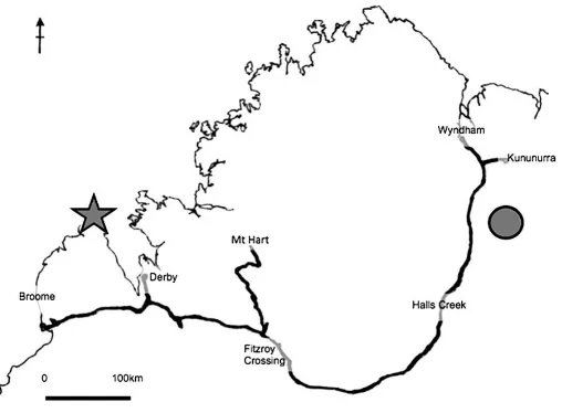 Figure 1.3 A map of the Kimberley region. The star identifies the location of the 
