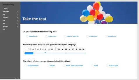 Figure 1. Test screen from the prototype.  