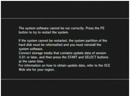 Figure 1. Error message to reformat drive.