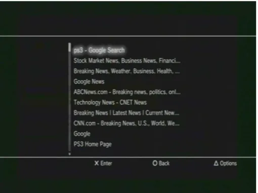 Figure 3. Browser history list.
