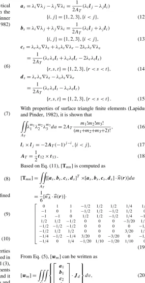 Table 2 and [Smn] is given in Table 3. From Eqs. (2) and (3),matrices [Rmn] and [Smn] are symmetric, so that the elementsat symmetric positions in Tables 2 and 3 are identical and it