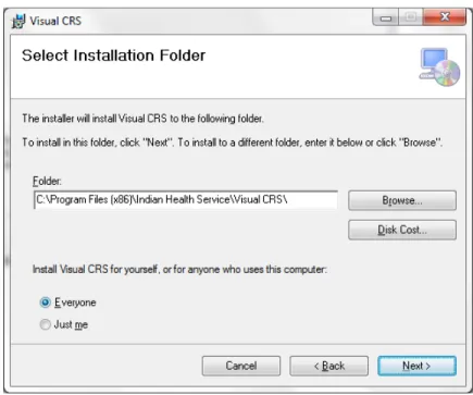 Figure 4-3: Visual CRS Setup Wizard, Select Installation Folder dialog 