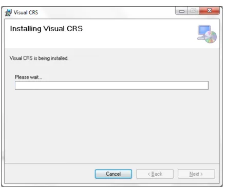 Figure 4-5: Visual CRS Setup Wizard, Installing Visual CRS dialog 