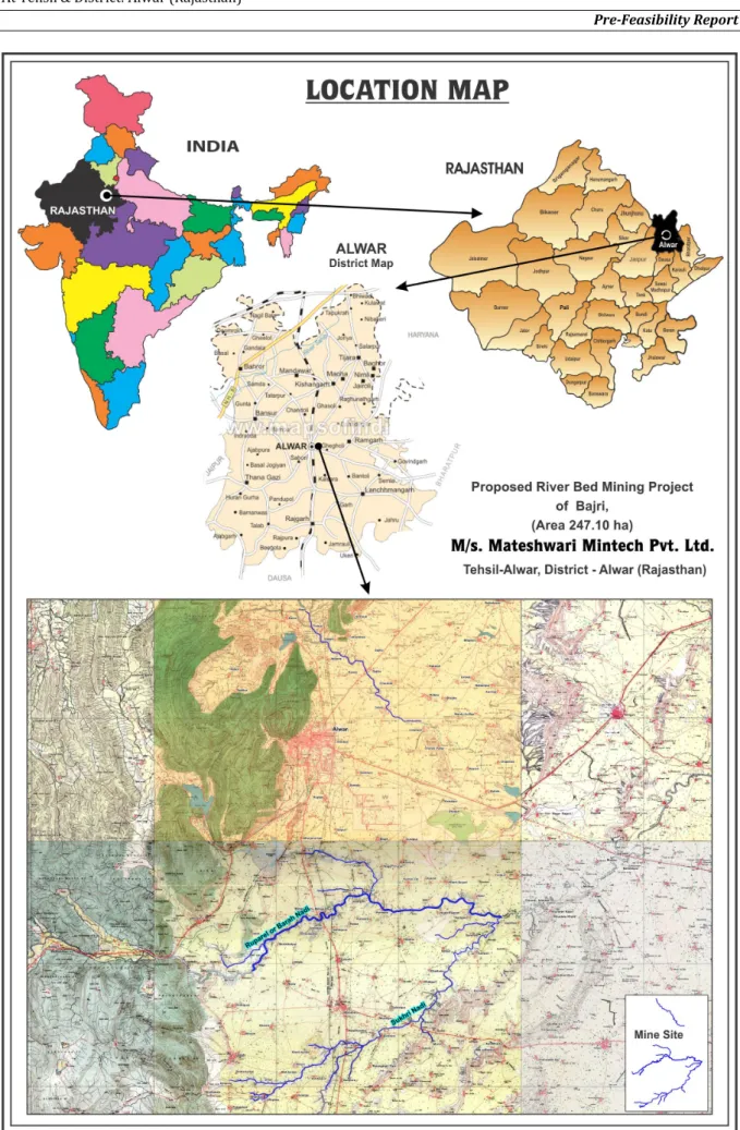 Figure No. 1: Map showing general &amp; specific location of the proposed mine site (Mine Area-247.10 ha) 