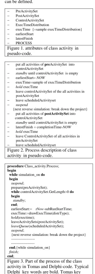 Figure 1. attributes of class activity    in pseudo-code.