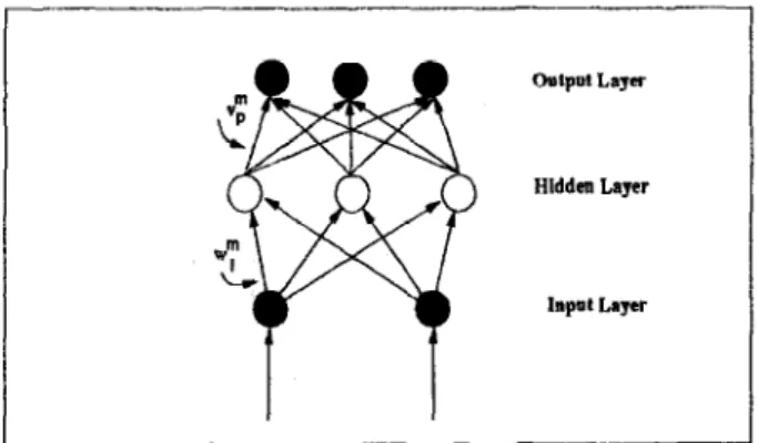 Figure  1:  A  three  layer  feedforward  neural  network. 