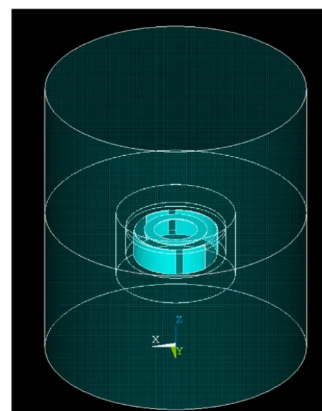 Figure 2. Photograph of the circular cylindrical polycarbonate re-ceptacle with ﬁve electrodes of different shapes.