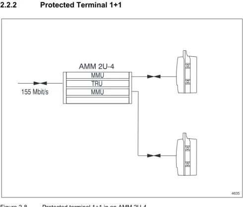 Figure 2-8.  Protected terminal 1+1 in an AMM 2U-4 