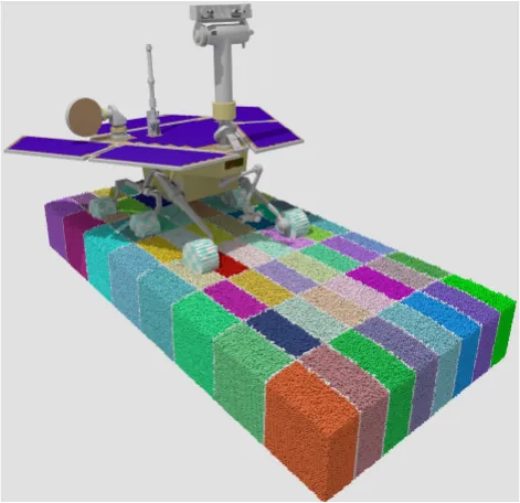 Figure 8: Snapshot of Mars Rover simulation with 2,016,000 ter-wall (angled at 45