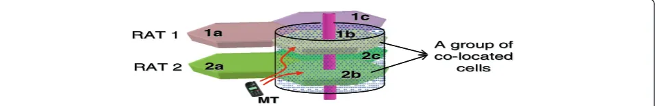 Figure 7 Co-located cells of a two-RAT heterogeneous cellular network.