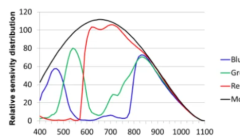 Figure 10. Emission spectrum of a ﬂuorescent ceiling light.