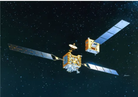 Figure 2. Artistic rendering of the ETS-VII space robot mission.A six-DOF manipulator arm is mounted on the larger satellite thusconstituting a free-ﬂoating space robot with serial arm structure.(Courtesy of JAXA – the Japan Aerospace Exploration Agency,Oda, 2000).