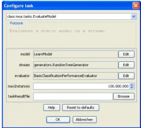 Figure 3.2: Options to set up a task in MOA