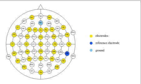 Figure 2. Placement of the electrodes based on standard 10-20 system positions. Electrodes attached are: FP1, 