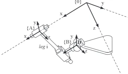 Figure 2. Reference frames along leg structure.