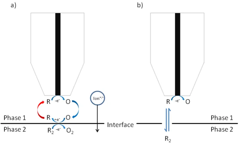 Figure 1-12: Inducing an interfacial process using feedback mode a) monitoring 