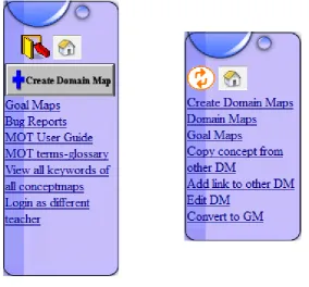 Figure 3.3: The separate navigation menus in MOT1.0 